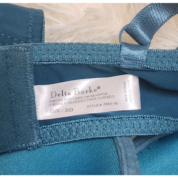 Delta Burke Womens Lace Trim Padded Underwire Bra Green - Size 38D - Picture 2 of 6